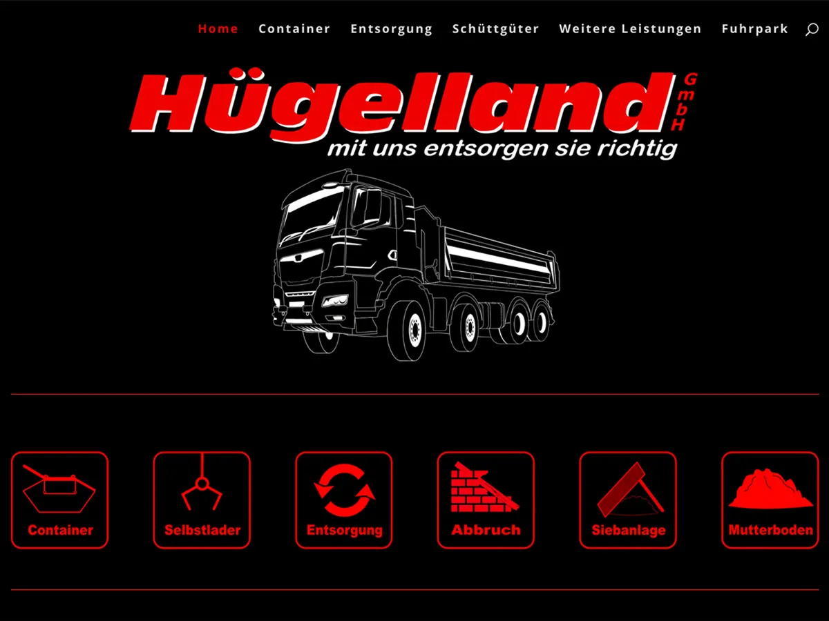 Website für Hügelland GmbH – Containerdienst