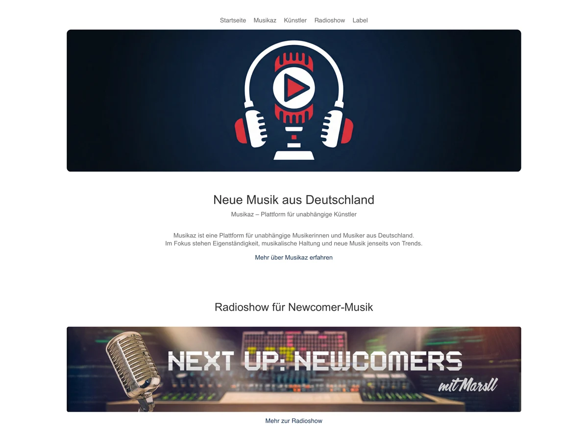 Musikaz Indie Label für Musiker aus Berlin Website Vorschau