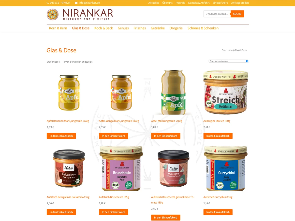 Nirankar Bioladen Website Vorschau