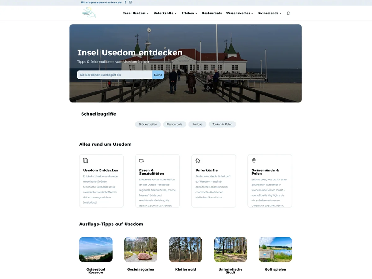 Usedom Insider Onlineplattform Website Vorschau
