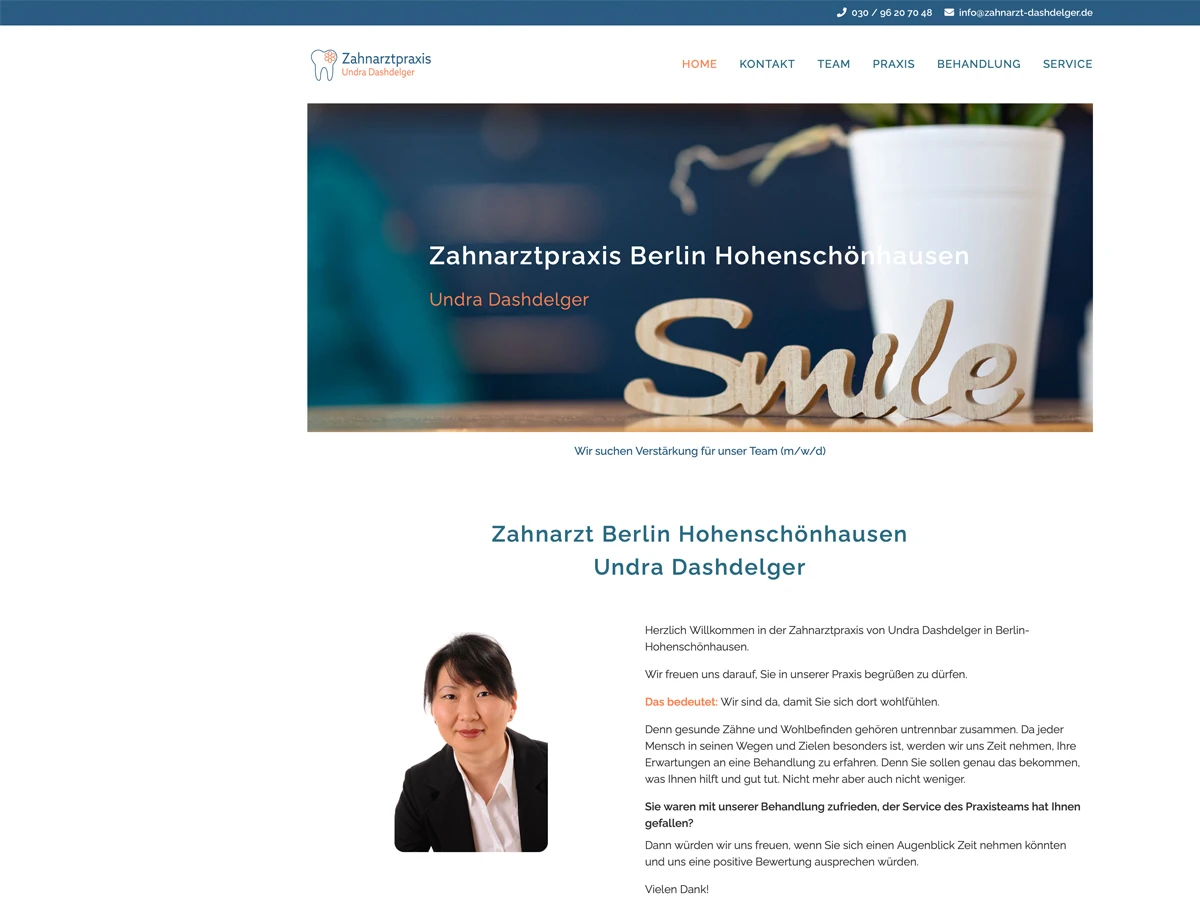 Zahnarztpraxis Dashdelger Website Vorschau